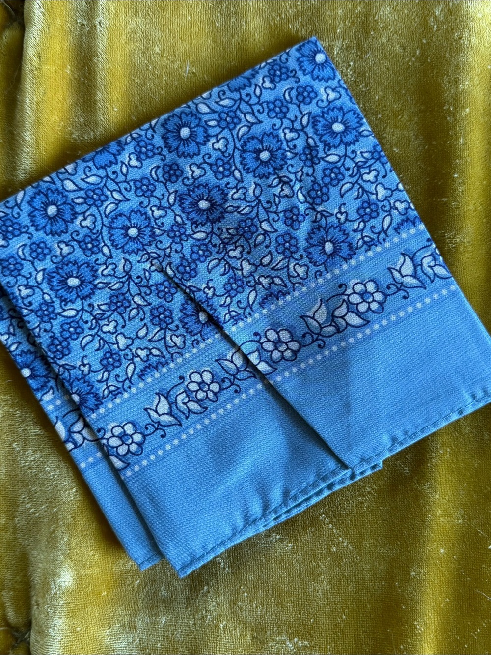 Sezane Blue Floral Cotton scarf- Blue